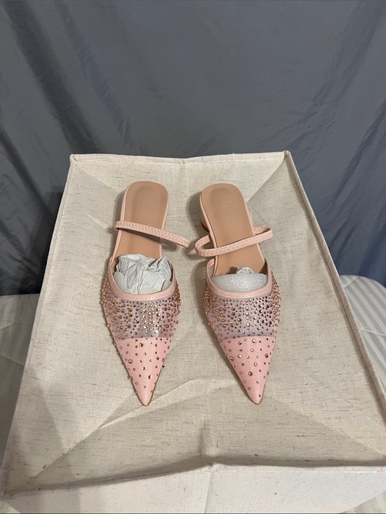 MOTF Shoes - MOTF Pink Pointed Toe Embellished Slip On Heels